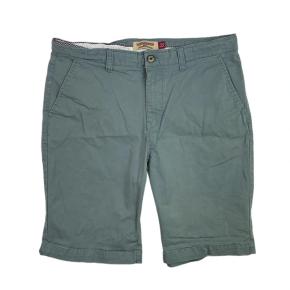 SH142 Mens Hudson & Barrow NYC Preppy Flat Front Chino Shorts 33 - Picture 1 of 4